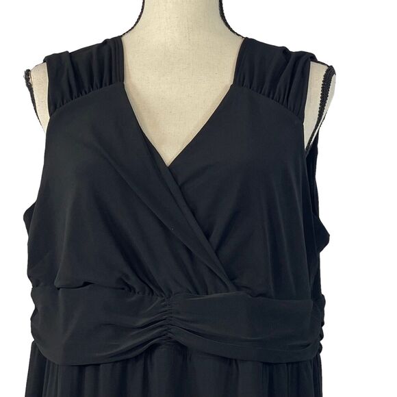 NY Collection 2X-Large Maxi A-Line Dress Sleeveless Stretch Empire Waist V-Neck - Picture 2 of 8